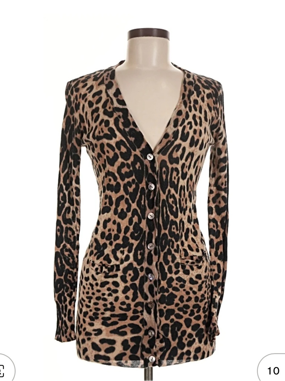 Ellison Leopard-Print Button-Front Cardigan in Brown & Black